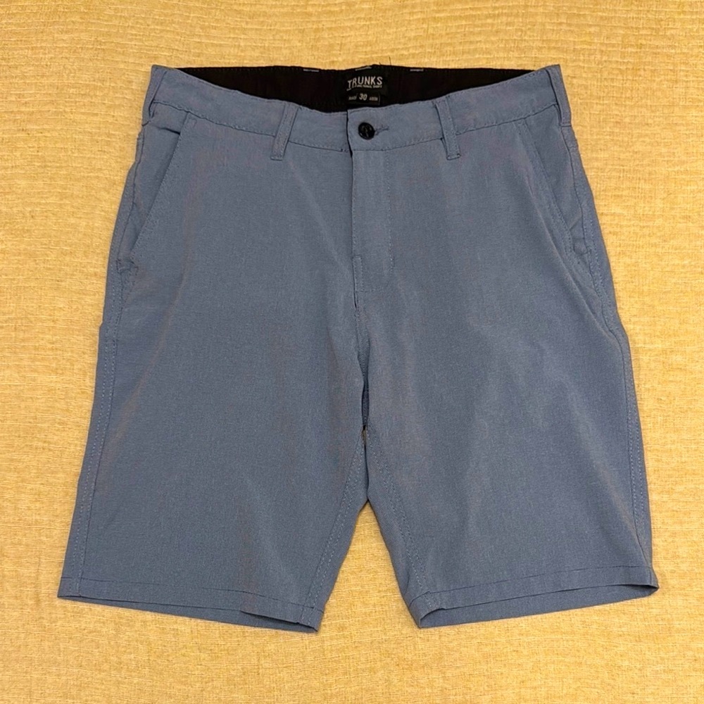 Trunks Blue Flat Front Shorts‎